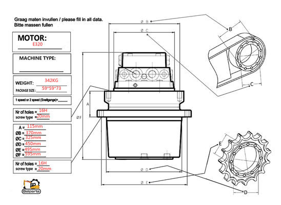 Phụ kiện máy đào E322C E324D E325C E325D Điện cơ du lịch Assy 199-4521