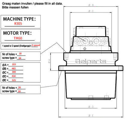 Động cơ di chuyển thủy lực Hyundai R305 R335 R290-7 R300LC-9S 31N8-40011