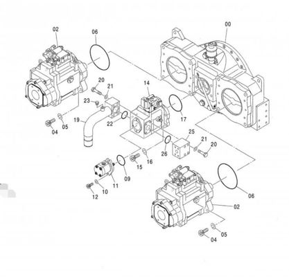 Bơm thủy lực chính Hitachi K3V280 cho Máy xúc ZX850-3 ZX650-3 EX1200-6