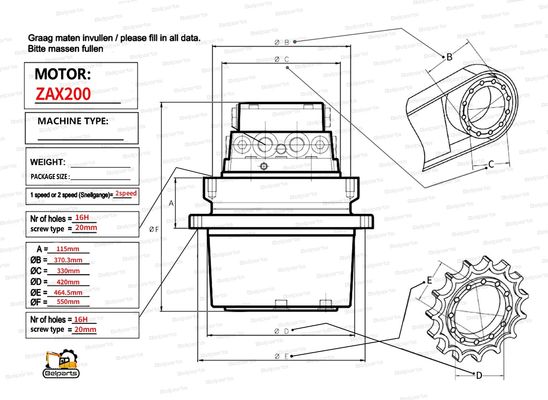 Đồ khoan Belts HMGF36 ZX200 ZX200-6 Động cơ di chuyển thủy lực sửa dầu rò rỉ 9168003 9195451