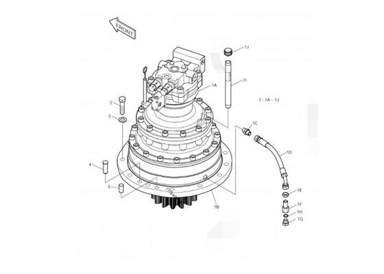 Bộ phận máy xúc thủy lực màu đỏ Động cơ xoay năng lượng mặt trời 255LC-V DX255 401-00352